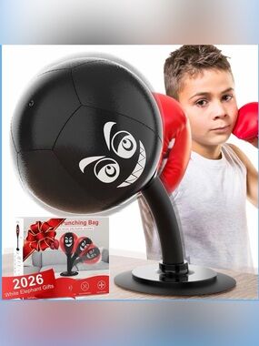 Desktop Punching Bag with Suction Cup - Punch Away Stress, Heavy Duty Office Des